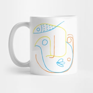 Fish bird face picasso Mug